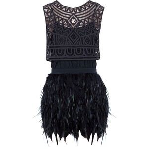 STUNNING Y2K Sass & Bide Winding Road Black Lace & Feather Dress AU6/36 0 $990